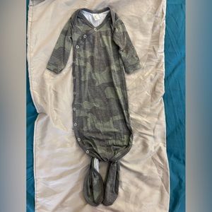 Copper Pearl knotted newborn gown - green camo